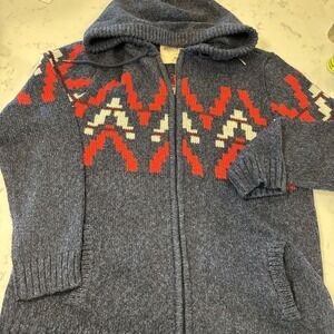 Hollister Hoodie Full Zip Sweater  Aztec Southwest Cotton Blend Pockets Y2K SZ M